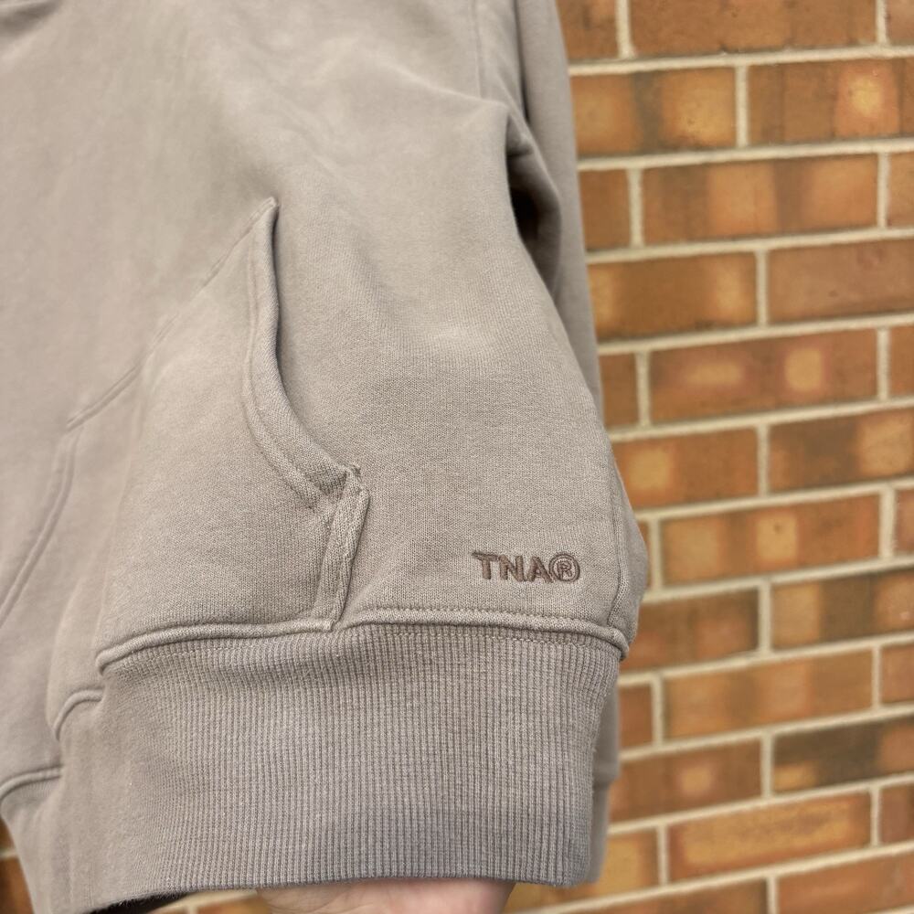 TNA Sweatfleece Aritzia Cozy Fleece Pullover Hoodie Tan Womens 2XS - Picture 3 of 7
